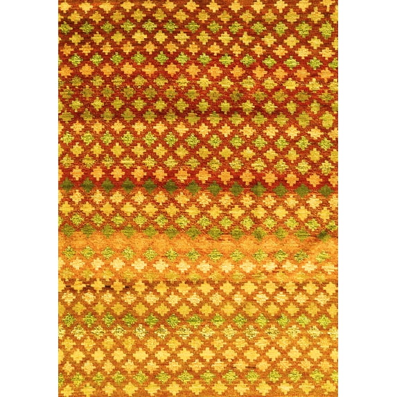 Ahgly Company Indoor Rectangle Oriental Yellow Traditional Area Rugs, 3' x 5'