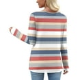 thumbnail image 4 of HOMBOM Pink T-Shirts for Women Striped Long Sleeve Tunic Tops Tops Fall Ladies Crew Neck, 4 of 7