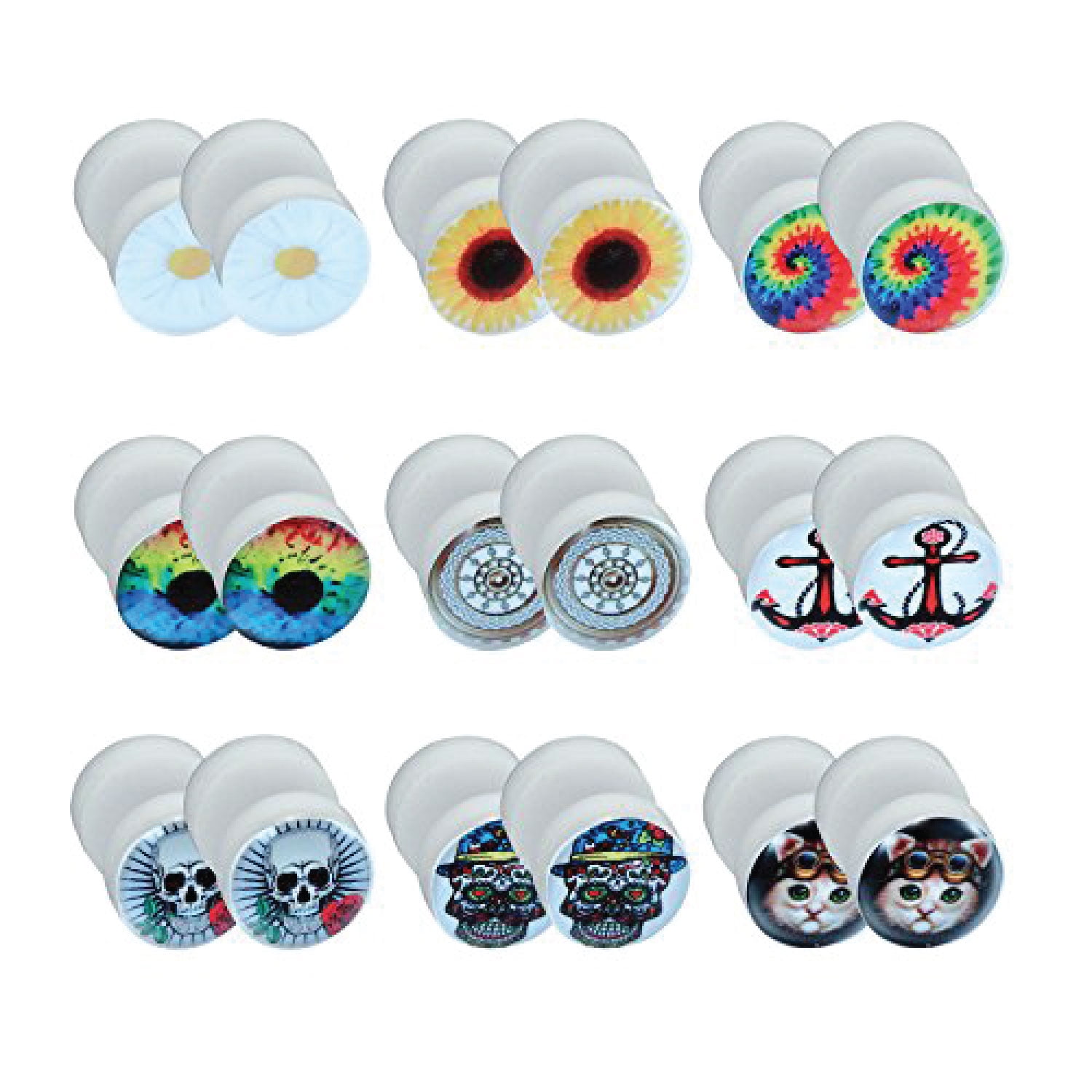 Sold as a Pair Body Accentz™ Earrings Rings Fake Rainbow Cheater Plug 16 Gauge