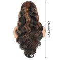 thumbnail image 1 of RKSTN Mid Split Toupee Brown Center-Parted Long Curly Wavy Lace Front Synthetic Wig, 1 of 8