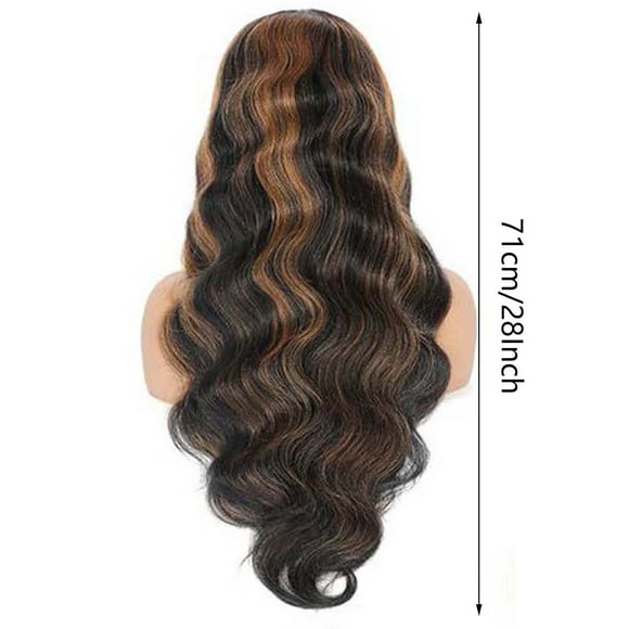 Clearance! Gspmoly Human Hair Wigs, Brown Center-Parted Long Curly Wavy Lace Front Synthetic Wig Lace Front Wigs