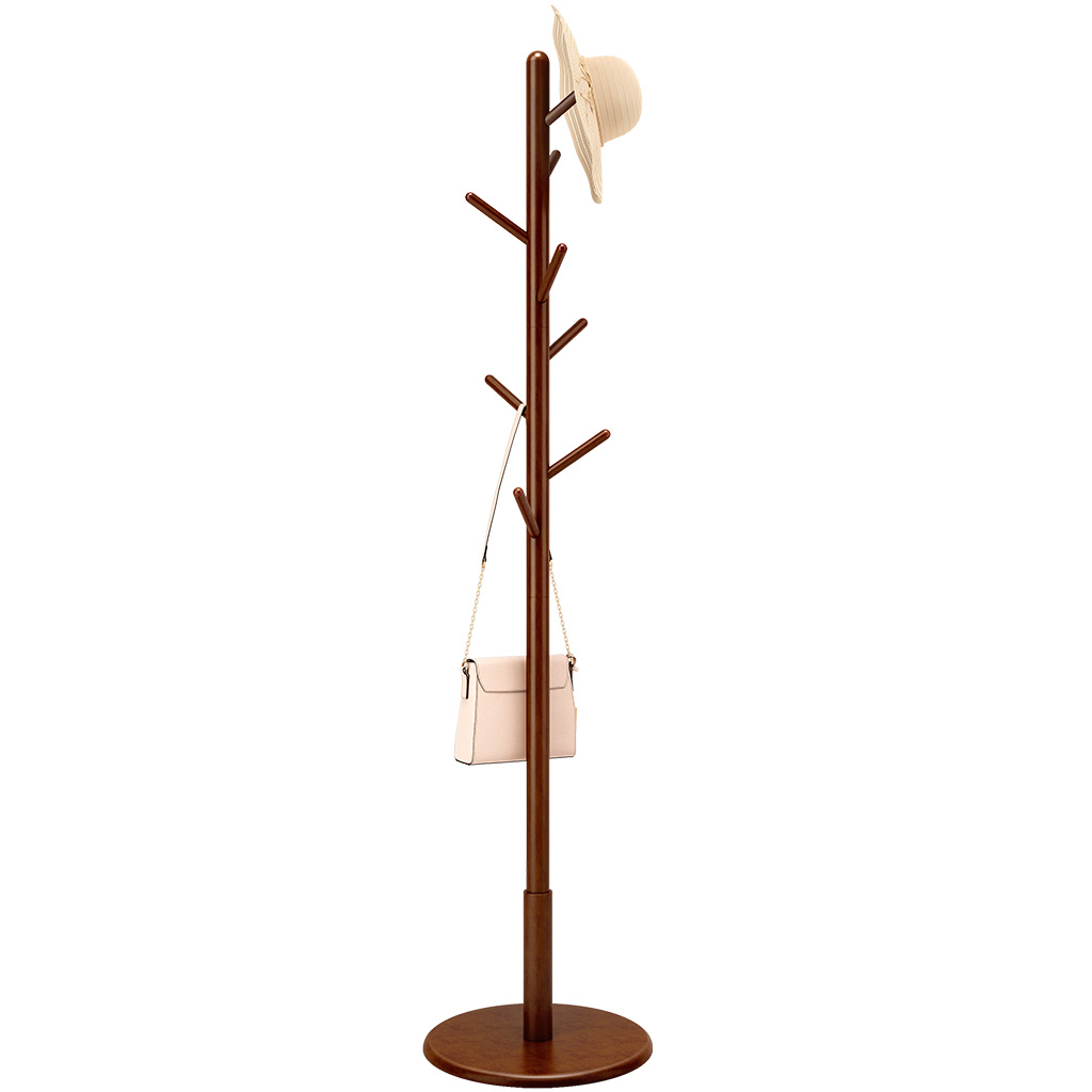 Coffee Coat Rack Freestanding Wooden Coat Rack Entryway Tree with 8 Hooks Easy to Assemble Coat Hanger Stand for Hat Jacket and Bag in Home and Office