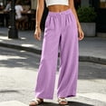 thumbnail image 3 of WULMLEO Baggy Pants Women Corduroy Wide Leg Elastic Waisted Joggers Loose Fit Y2k Sweatpants Trendy Athletic Palazzo Pant with Pockets Purple S, 3 of 7