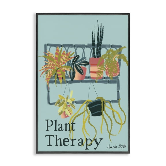 Stupell Industries Plant Therapy Shelf Plants & Flowers Painting Black Framed Art Print Wall Art, 12 x 18