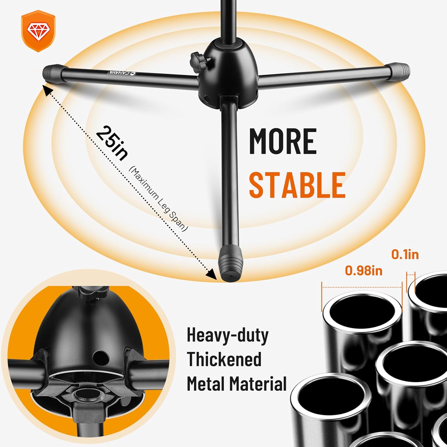Tripod Microphone Stand with  Arm One-Button Release Floor Mic Stand Portable for Singing Performance Wedding Stage Meeting Live