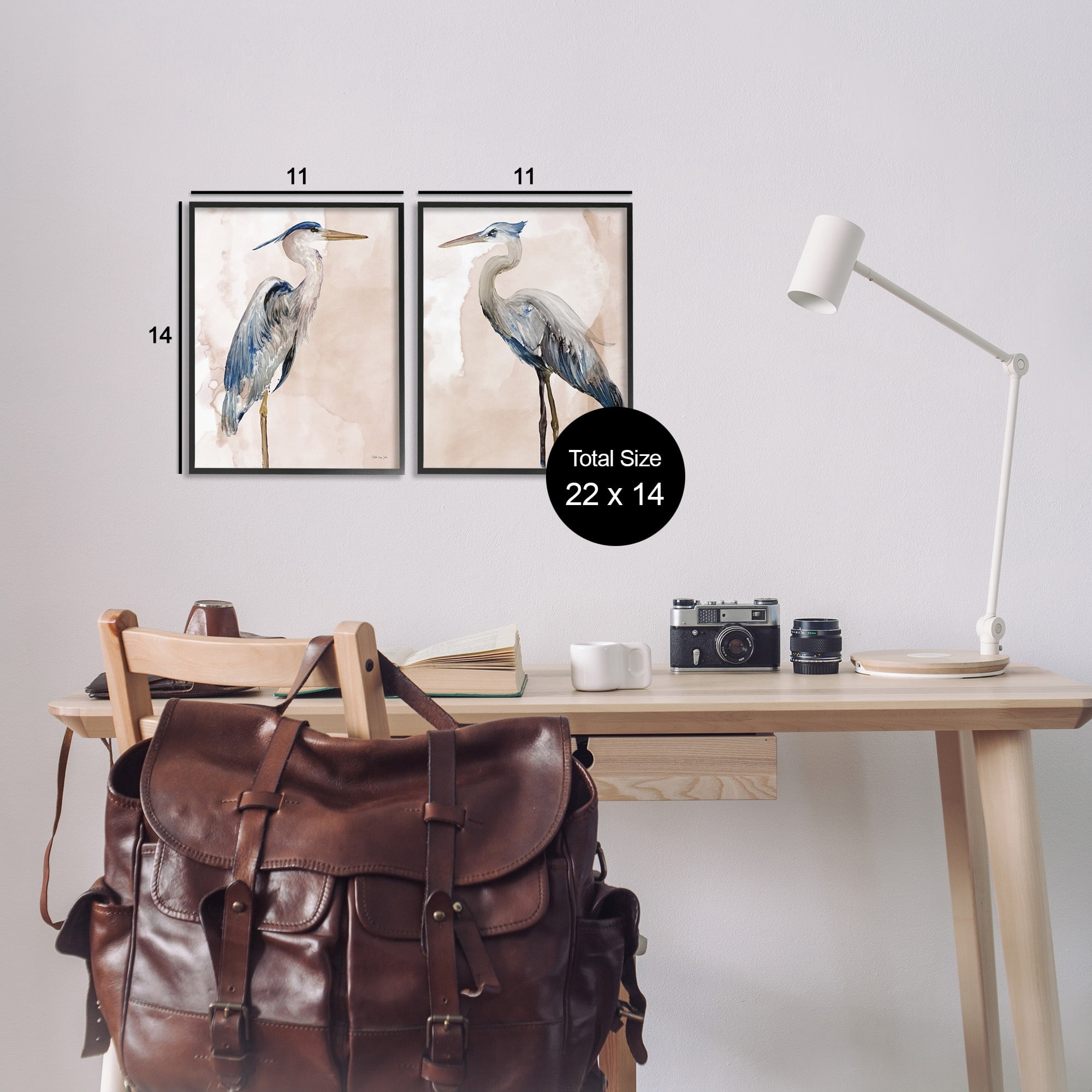 Stupell Industries Beautiful Heron Birds Standing Watercolor Painting , 11 x 14, Design by Stellar Design Studio