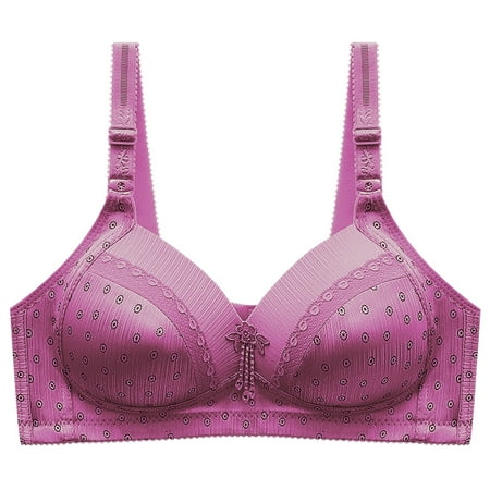 TUWABEII Women s Fashion Printed Non Steel Ring Bralettes With No Marks  Gathered Cups  Slip Light And Beautiful Back Underwear  Daily Bralettes Wireless Lift T-Shirt Bra