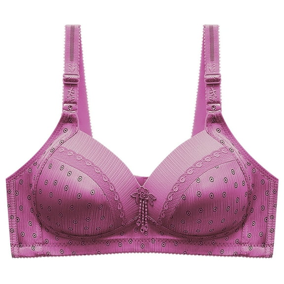 YWDJ Push up Bras for Women Plus Size Padded Closure in Back Comfy Bras Wireless Lounge Bras Adjustable Straps Half Cup Wrap Comfortable Bras Padded Comfy Bras Bras Purple XL