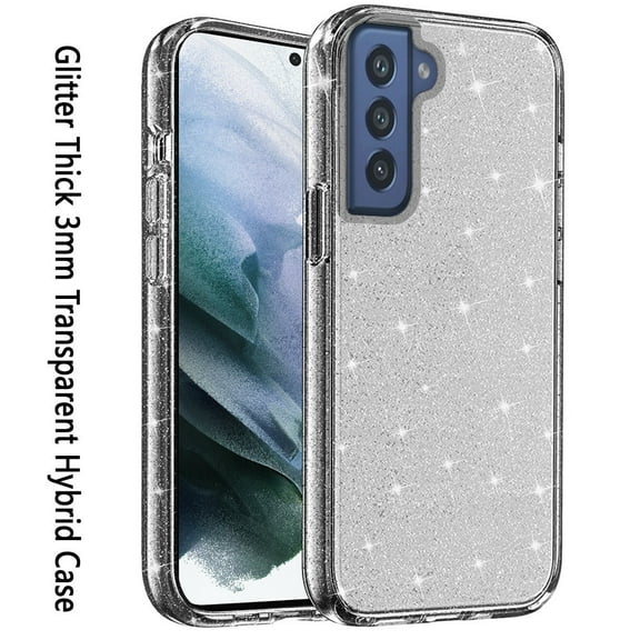 For Samsung Galaxy S22 Ultra Transparent Crystal Glitter Shiny Sparkle Bling TPU Rubber Hard PC Hybrid Frame Shockproof Cover ,Xpm Phone Case [Gray Smoke]