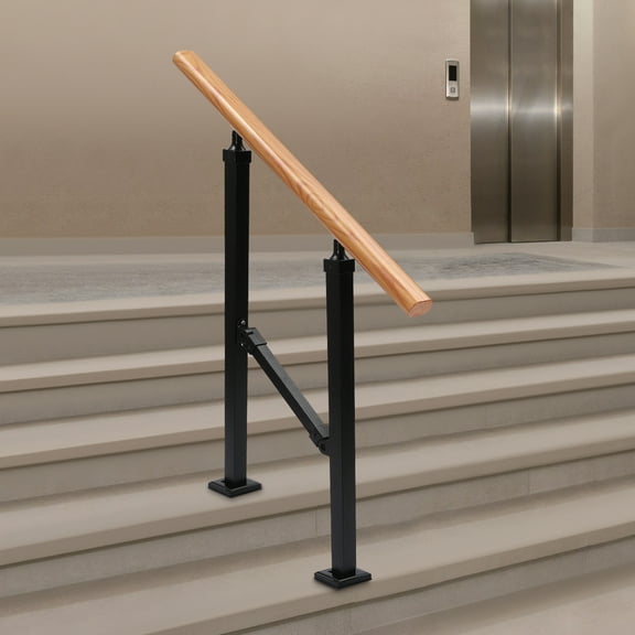 Carbon Steel, Stainless Steel 2-Step Handrail Log Color Modern Handrails for Outdoor, Staircase Handrail, 2-Step Handrail