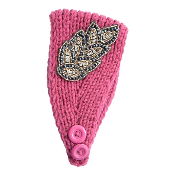 Diademas de ganchillo Qarigey con diamantes de imitación envoltura cabeza calentador orejas Rosa oscuro