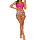thumbnail image 2 of Conjuntos de bikini con cordón para mujer, 2 piezas, estampado tropical, pantalones cortos de cintura alta, trajes de baño, talla X-Large, rojo rosa, 2 of 5