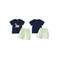thumbnail image 2 of Cenuakty Baby Boy Back to School Outfits Short Sleeve Dino Embroidery T-Shirt + Shorts Set Toddler Clothes, 2 of 9