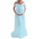 thumbnail image 1 of SAYOO Vestido de maternidad para fotografía Color sólido Fuera del hombro Vestido de gasa Frente Split Vestidos largos de embarazo para sesión de fotos SAYOO casual, 1 of 4