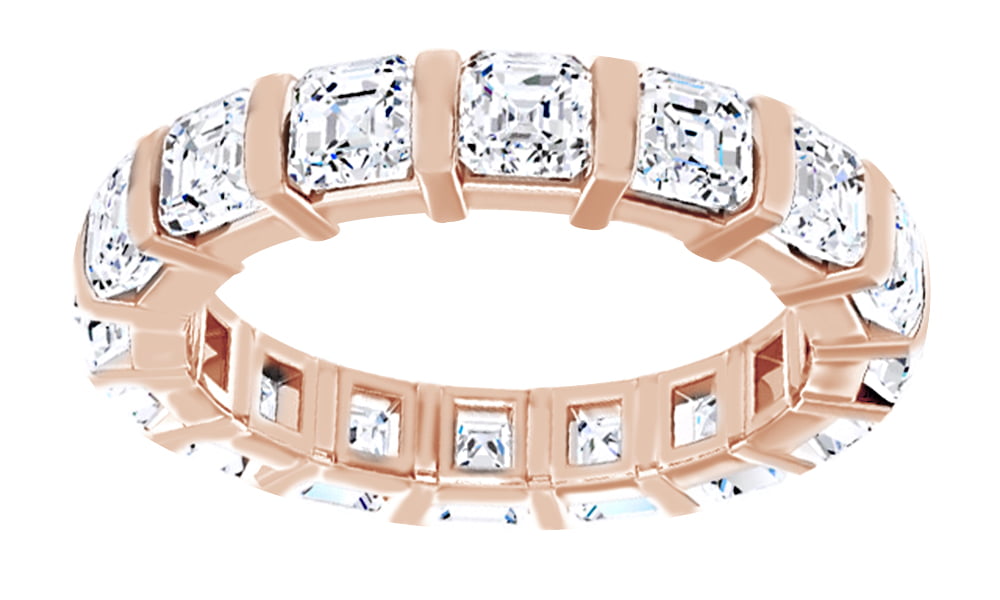 14K Solid White gold 5.00ct Asscher Eternity Diamond Engagement Wedding Band 