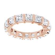 AFFY Asscher Cut White Natural Diamond Full Eternity Band Ring In 14K Solid Rose Gold, Size-13