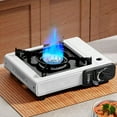 thumbnail image 2 of Leodye 1PCS Portable Butane Gas Stove - Double Wind Guard Aluminum Alloy Stove, High-performance for Camping/Backpacking -13.38x9.84x3.14in, 2 of 8