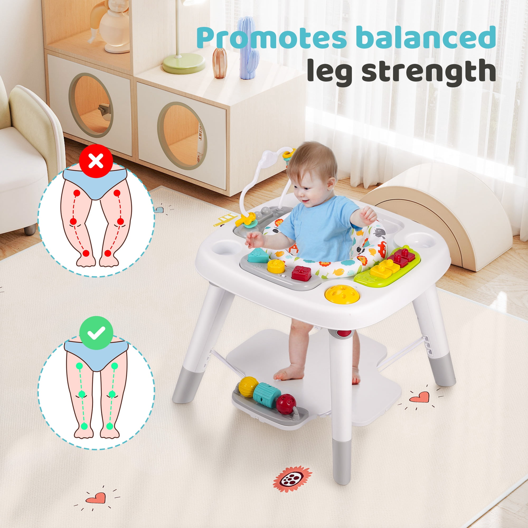 Babyeap 6-in-1 Baby Activity Center,Infant Activity Center Jumper with Detachable Toys and Music,6 Months +