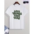 thumbnail image 2 of Men's Casual "Good Things Take Time" Print Crew Neck Short Sleeves T-shirts for Summer, 2 of 6