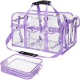 thumbnail image 1 of Bolsa de maquillaje de viaje Abbylike de PVC transparente con bolsillos, color morado, 1 of 6