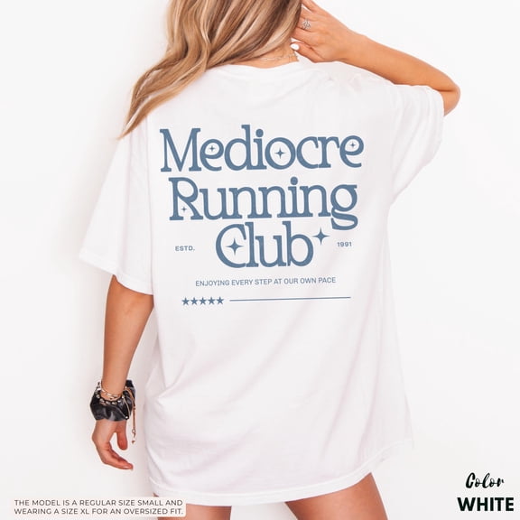 LOVETEE Mediocre Running Club Comfort Colors® Tee: Sporty Graphic Workout Shirt, Bay S