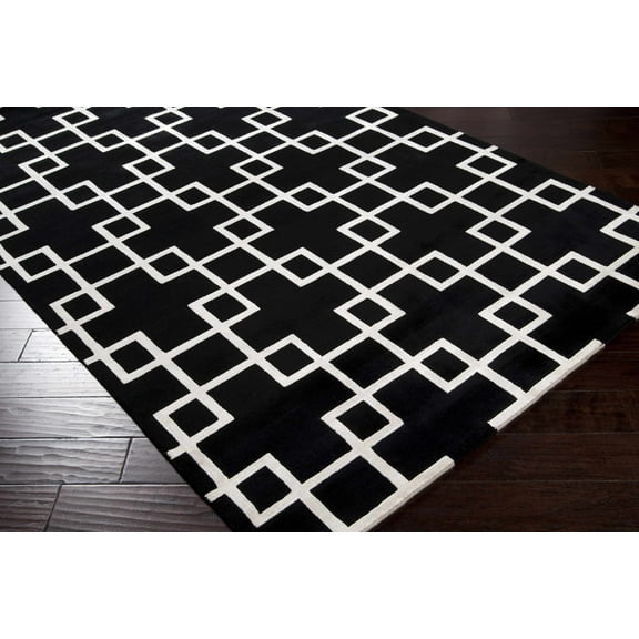 Hauteloom Eaglescliffe Wool Living Room, Bedroom Area Rug - Contemporary - Black, White - 5' x 8'