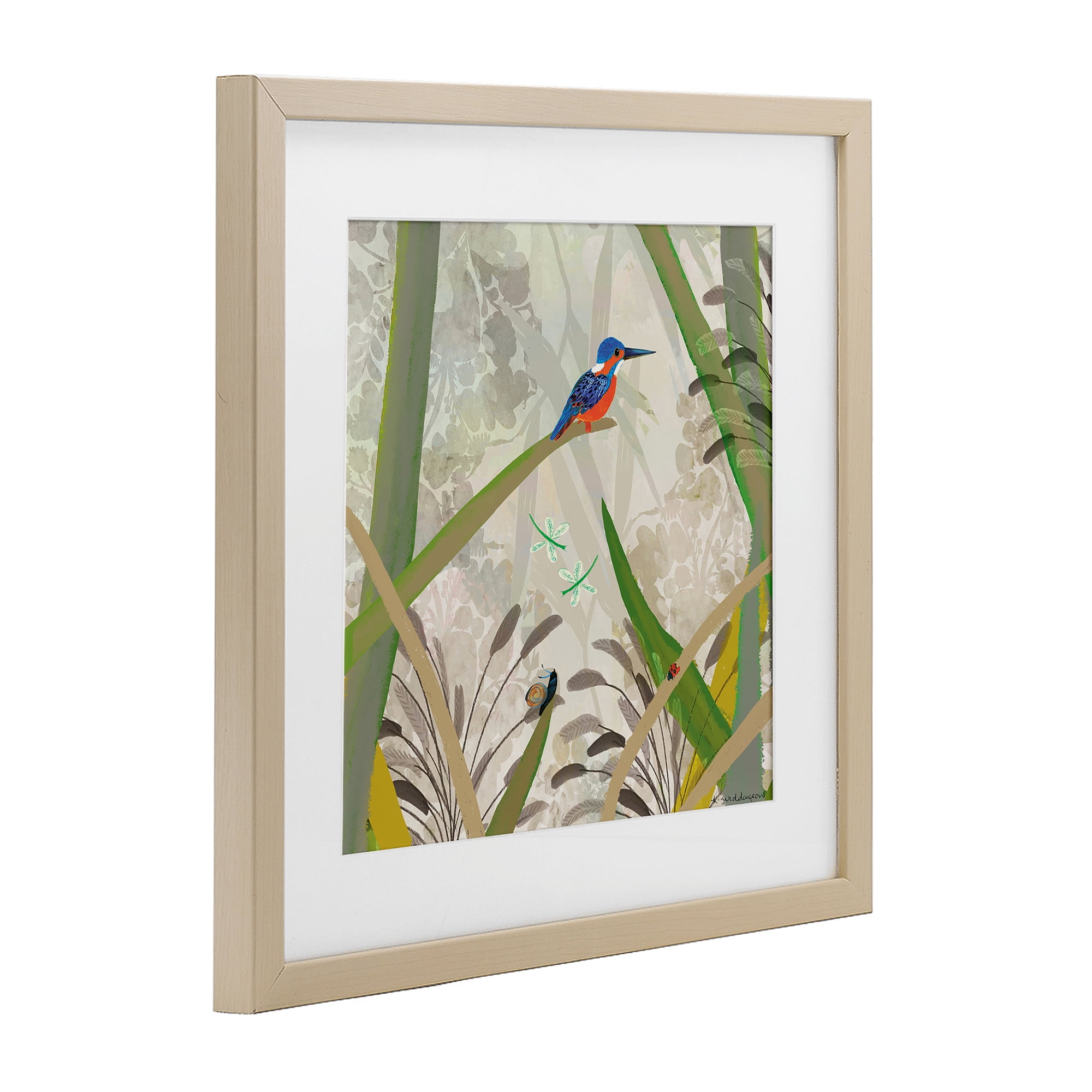 Stupell Industries Kingfisher Among Branches Birch Framed Print Under Glass, design by Kay Widdowson