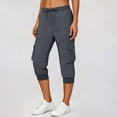 thumbnail image 6 of Womens Capri Pants,Capri Pants for Women Summer Solid Color Capri Joggers with Pockets High Wasit Drawstring Casual Capris, 6 of 9