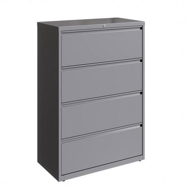 Hirsh 36" Wide 4 Drawer Metal Lateral File Cabinet in Arctic Silver (Set of 2)