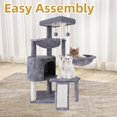 thumbnail image 4 of Árbol para gatos Xin de tres capas con condominio para gatos y dos hamacas, color gris, 4 of 9