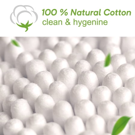 EYX FORMULA 1000 COUNT COTTON SWABS IN A STORAGE BOX, DOUBLE TIPS BAMBOO COTTON SWAB FOR EARS & MAKEUP