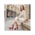 thumbnail image 5 of BLISSFUL STEP Women's Shoes Faux Suede Platform Block Heel Ankle Strap Buckle Open Toe Sandals Burgundy 10.5, 5 of 6