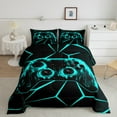 thumbnail image 2 of Erosebridal Green Video Game Bedding Twin Comforter Set,Gradient Geometry Down Comforter,Gamepad Decoration,Reversible,Lightweight,2-Piece, 2 of 8
