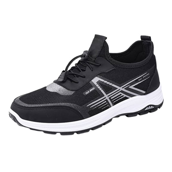 AUDeals Women’s Lace Up Running Shoes Non Slip Walking Shoes Breathable Gym Workout Sneakers Travel Work Sports Shoes (Black, 7)