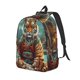 thumbnail image 1 of Disketp Pond Meditating Tiger print Canvas Backpack Lightweight Travel Daypack Student Rucksack Laptop Backpack-Medium, 1 of 5