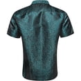 thumbnail image 4 of Wuxian Men Shirts Silk Short Sleeve Button Down Floral Embroidery Printed Solid Color Fashion Top With Unique Design Breathable Turndown Collar Casual Dress Shirt Party Blouse,Army Green,XL, 4 of 4