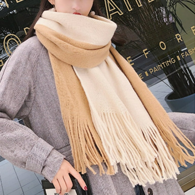 MRULIC fall clothes for women 2022 Stylish Winter Wrap It Scarf Winter  Classic Arrange Shawl Thick Solid Reversible On Large Women's To Warm Color  Wear And Scarf Khaki + One size 