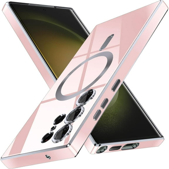 for Galaxy S22 Ultra Case,[Compatible with Magsafe],[10 FT Military Grade Drop Protection][Anti Yellowing] Slim Soft TPU Luxury Protective Phone Case for Galaxy S22 Ultra-Pink 11-sam s22u-09