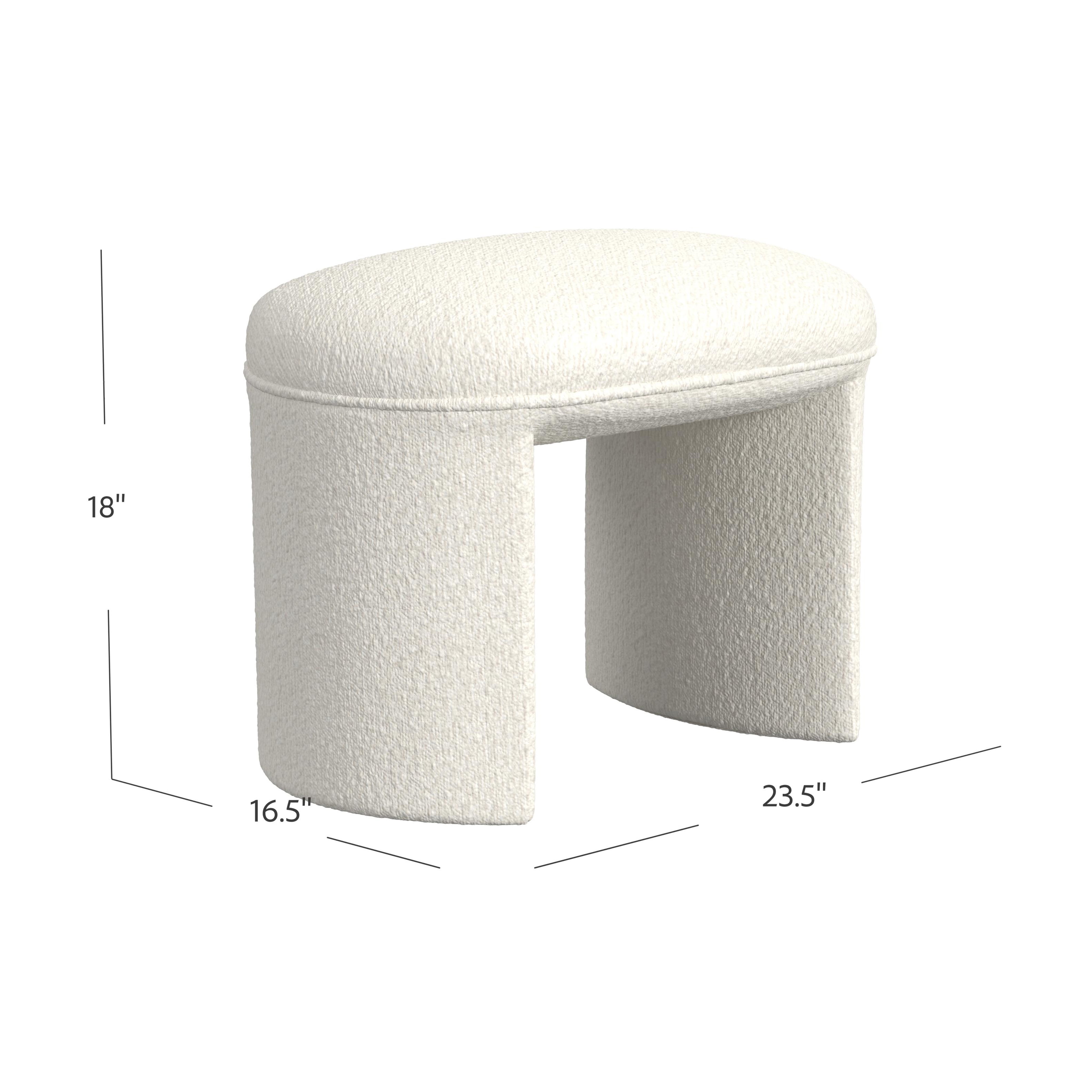 HomePop Quinn Upholstered Ottoman, Cream Boucle