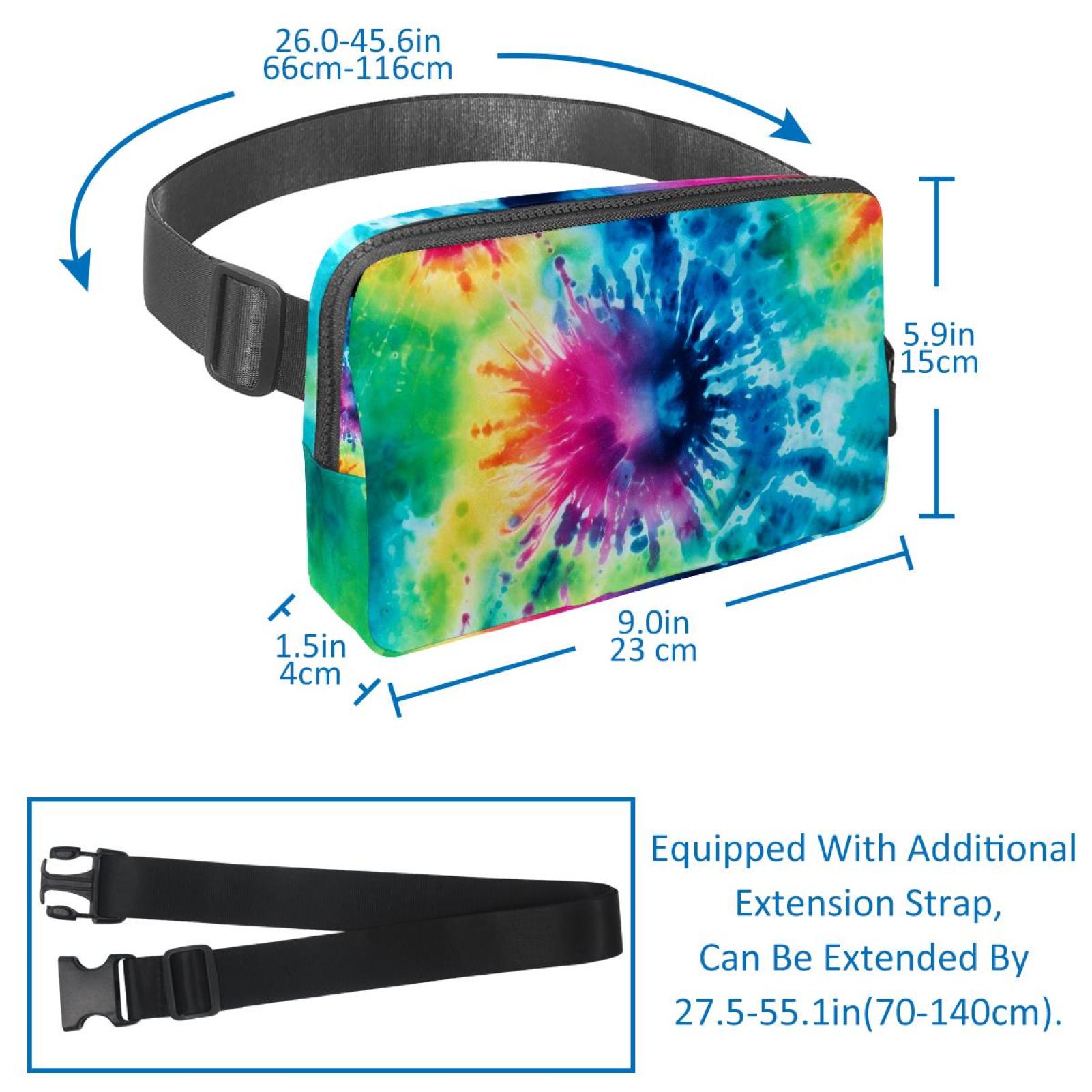 Tie-dye Lightweight Adjustable Running Belt with Extension Strap - Unisex Fanny Bag Crossbody Bag Cross Body Bag
