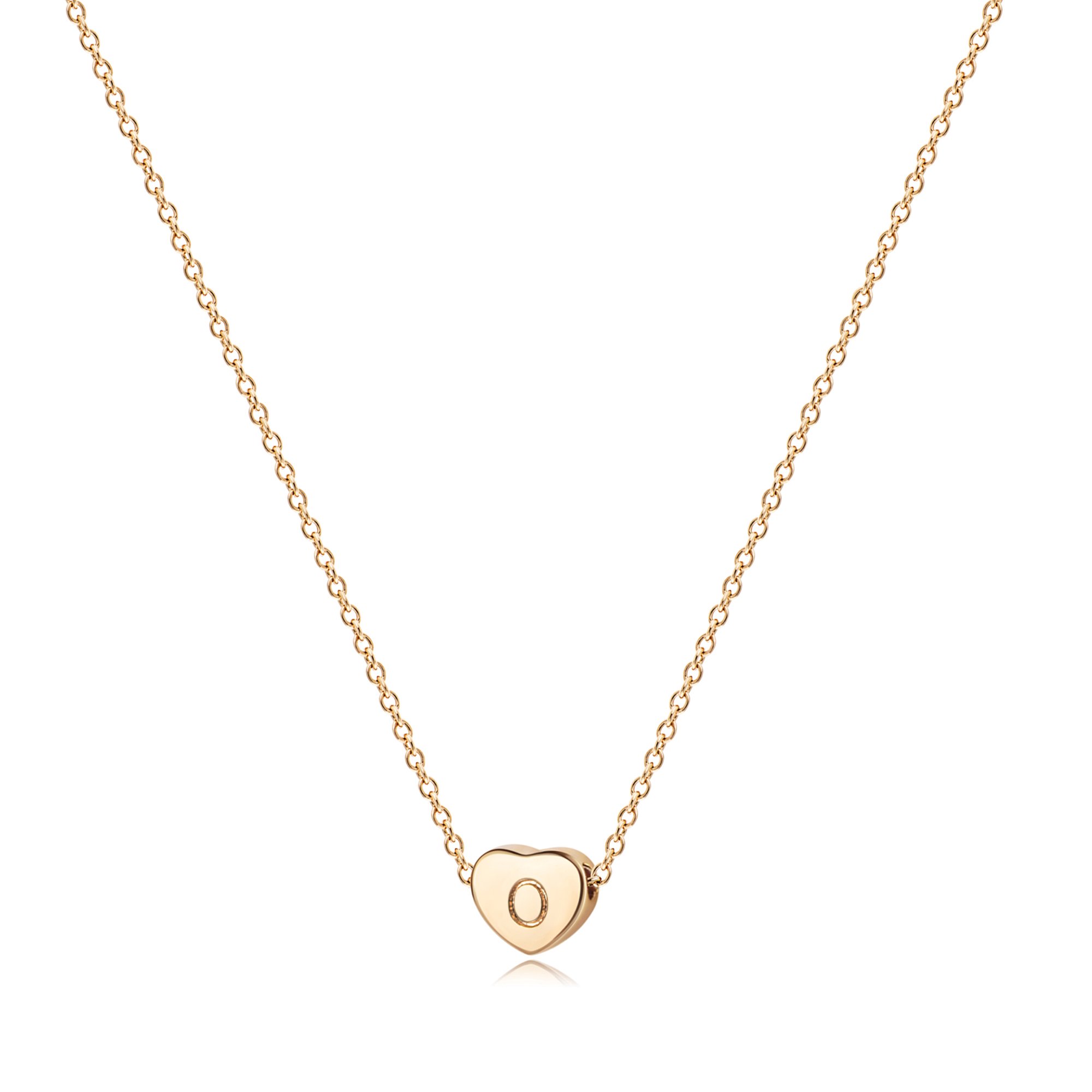 Fettero 14K Gold Plated Dainty Tiny Initial Letter Heart Choker Pendant Necklace Jewelry Gift for Women