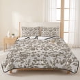 thumbnail image 3 of Twin Quilt Set 68''x86'', Farmhouse Brown Lightweight Summer Bedspread Coverlet Set with 2 Pillow Shams, Vintage Flower Leaf Botanical Plant Breathable All Season Quilt Bedding for Dorm/Bedroom, 3 of 9