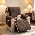 thumbnail image 3 of WETRBWEH Recliner Chair Cover with Pockets, Waterproof Non-Slip Washable Recliner Cover Furniture Protector for Home, Brown 23", 3 of 9