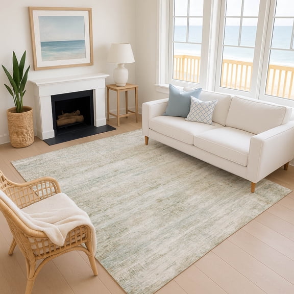 Addison Rugs Mayfield Premium Machine Washable Transitional Stripes Putty Rectangle Rug, 10' x 14'