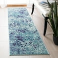 thumbnail image 3 of SAFAVIEH Madison Candelario Abstract Runner Rug, Turquoise/Navy, 2'2" x 12', 3 of 7