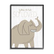 Stupell Industries You Are So Loved Elephant Graphic Art Black Framed Art Print Wall Art, Design by Kim Allen
