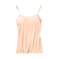 thumbnail image 2 of GlTpooo Women's Cami With Built-In Shelf Bra Plus Stretch with Adjustable Spaghetti Straps Basic Undershirt Layer Tank Top Beige S, 2 of 4