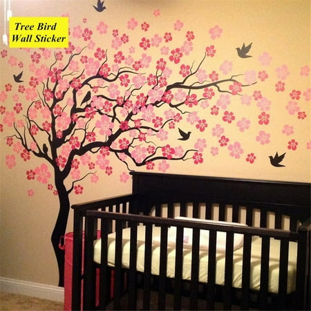 Cherry Tree Wall Decal Beautiful Large Wall Tree Wall Decals Flower Cherry Blossom Sticker for Kids Rooms Teen Girls Boys Wallpaper Murals Sticker Wall Stickers Nursery Decor Nursery Decals ()