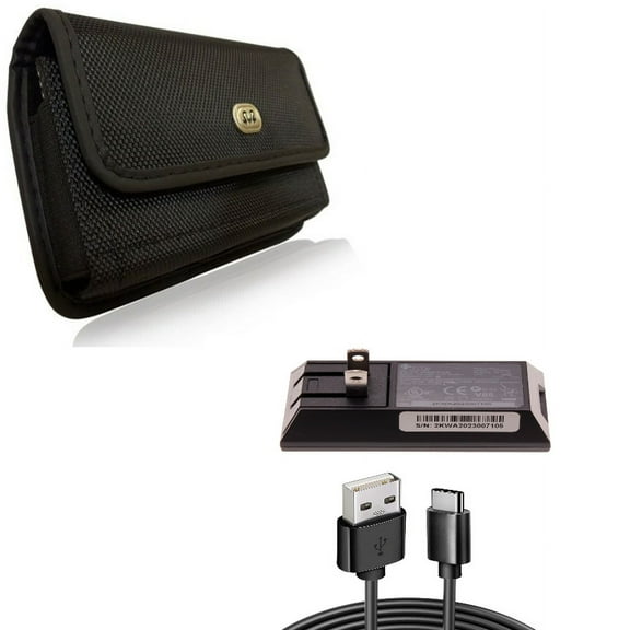 Case Belt Clip & Home Charger for iPhone 15 Pro Max - Rugged Holster Canvas Cover and 6ft Long USB-C Cable Wall Power Adapter Type-C Charging Cord L3Z for iPhone 15 Pro Max (6.7")