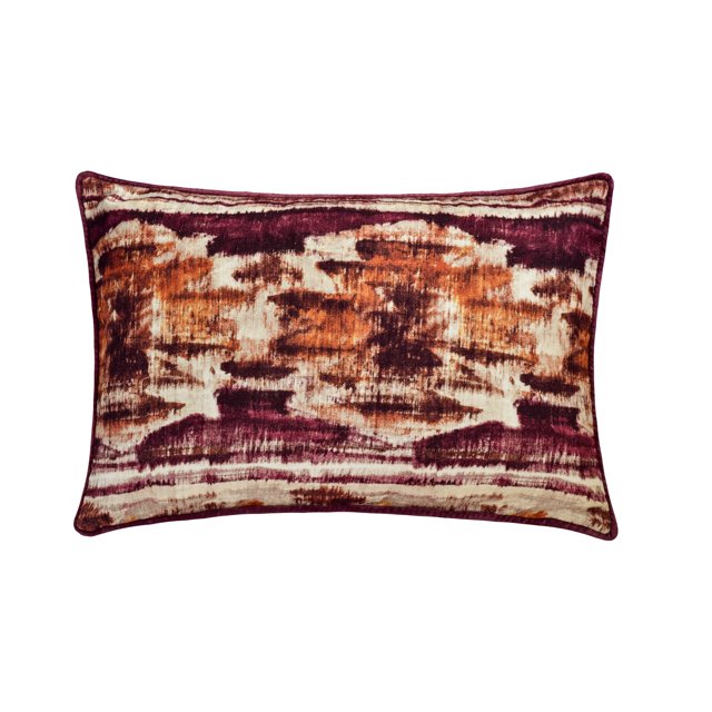The HomeCentric Housse de Coussin Lombaire Décorative Violette 12"x18 Pouces (30x45 cm), Coton Ikat & Imprimé Coussin Oblong, Motif Abstrait Style Moderne - Ikat Rythme